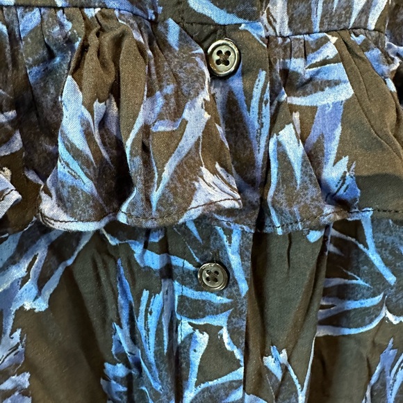 NWT ~ Who What Wear ~ MIDI Ruffled Shirt Dress ~ Floral Black & Blue ~ Small - Picture 12 of 13